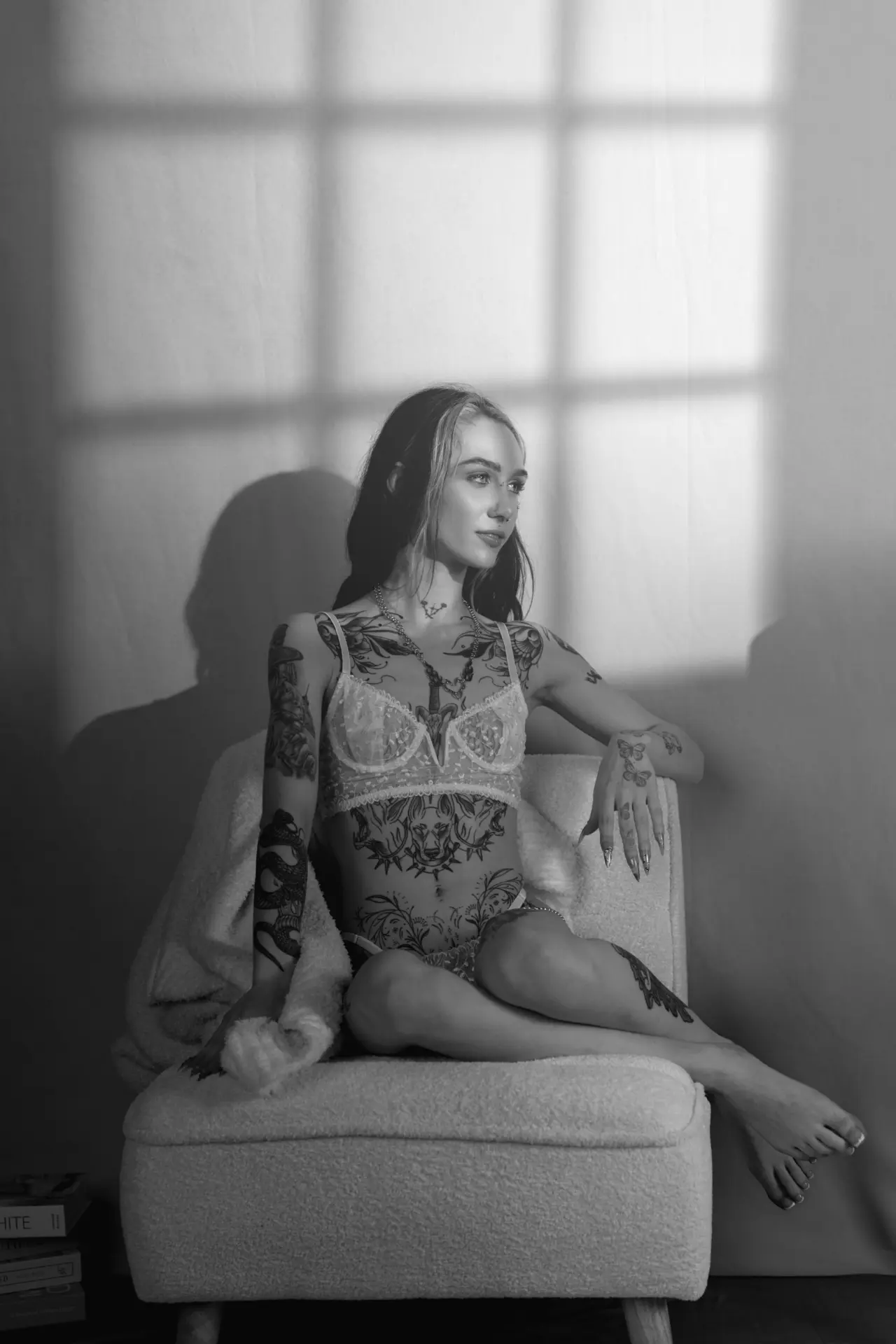 Boudoir portrait in natural window light
